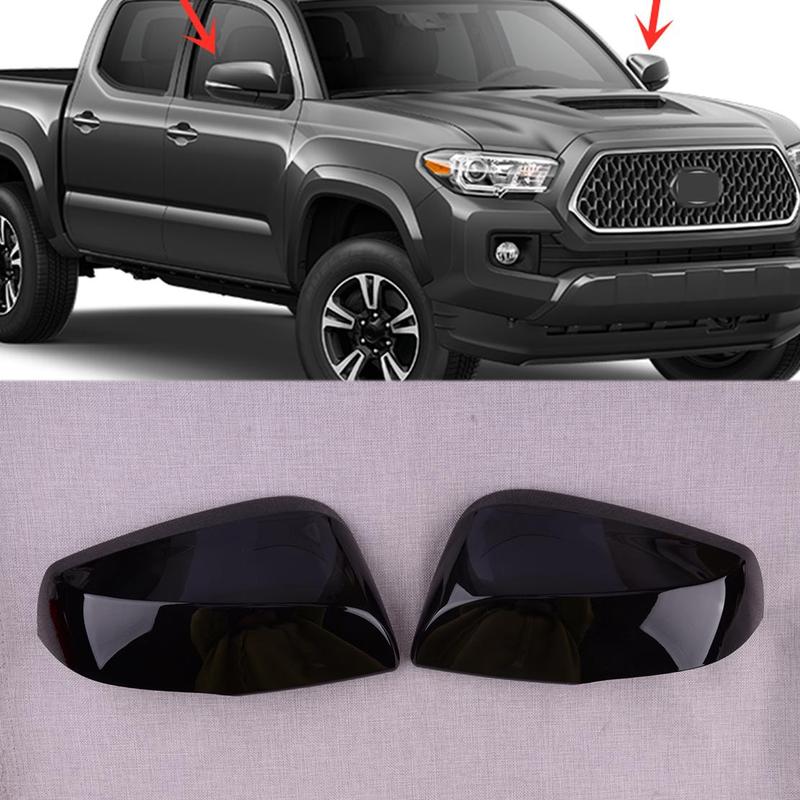 1 Pair Car Side Rearview Mirror Trims Covers ABS Fit For Toyota Tacoma 2016 2017 2018     Black
