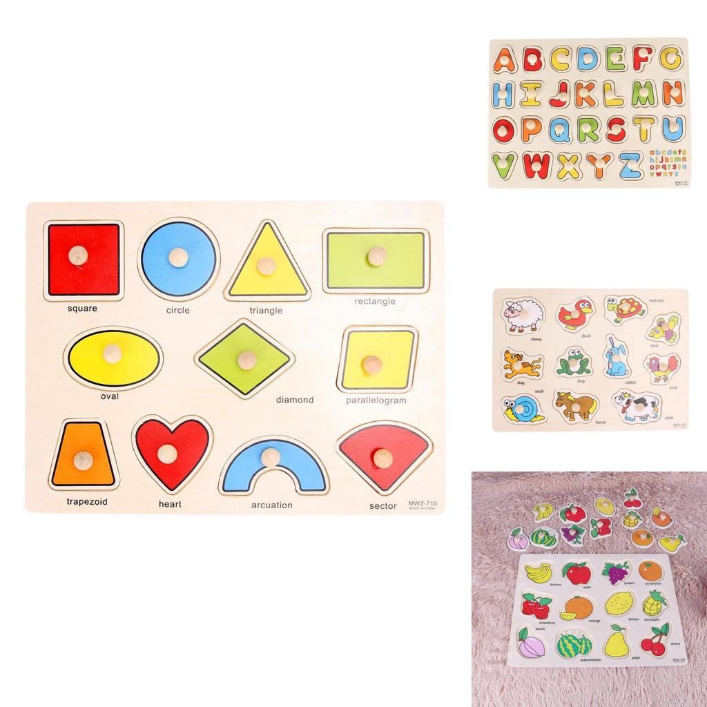 Colorful Alphabet Wooden Pegged Puzzle For Boys And Girls Above 3 Years Old