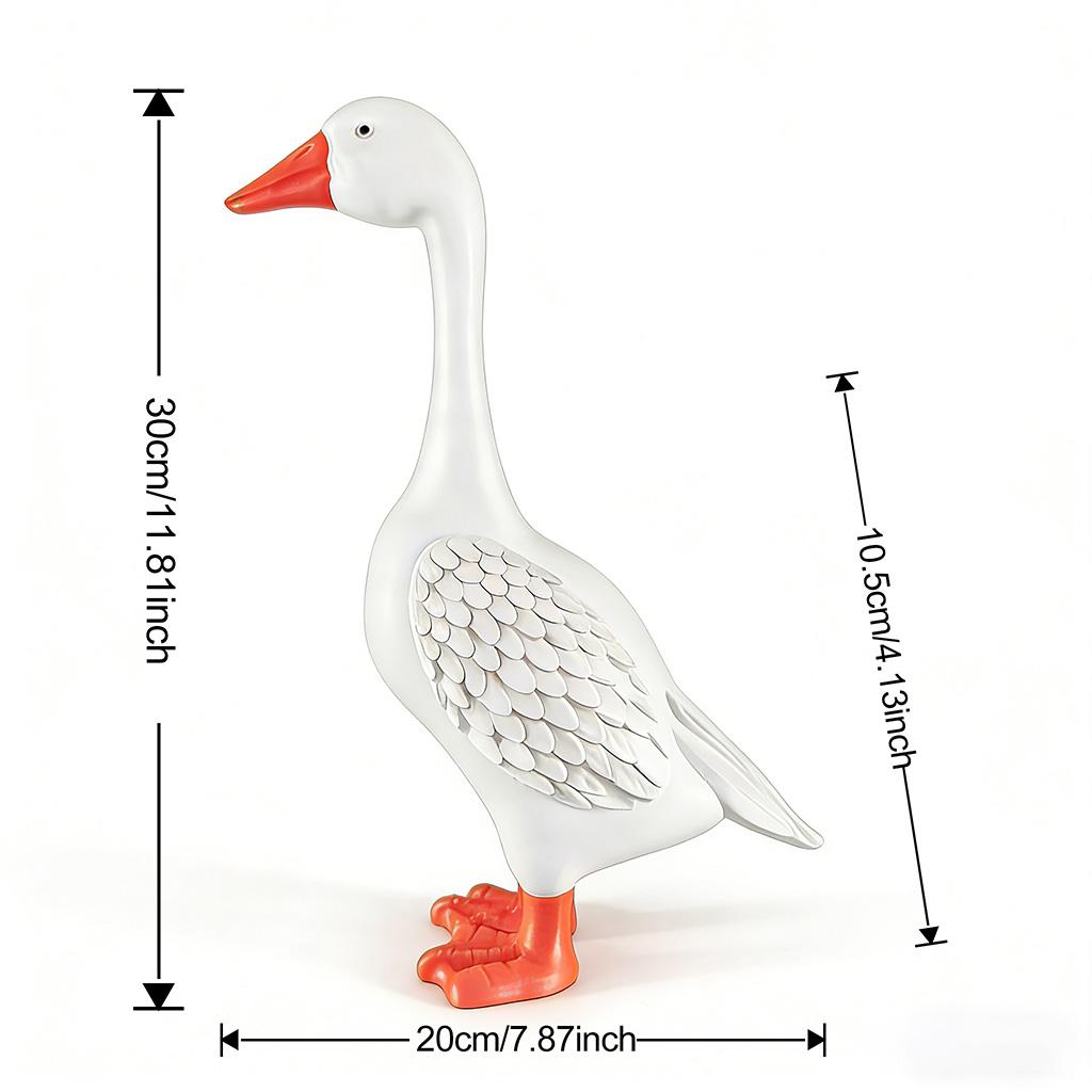 White Goose Garden Statue, Resin Duck Sculpture, Outdoor Yard Art Decor for Patio & Lawn