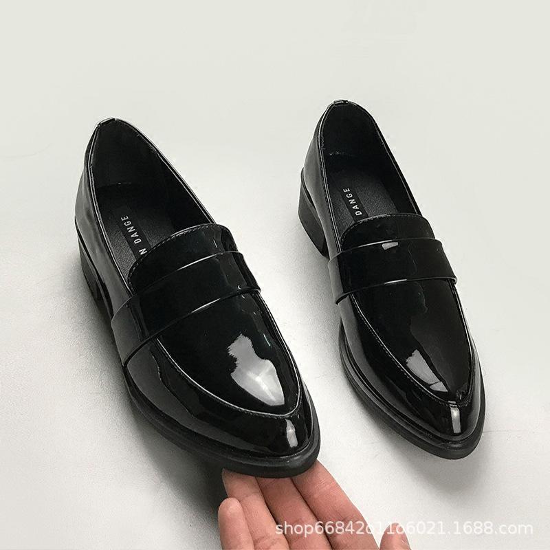 Tang Jing pointed small leather shoes women's patent leather professional work shoes low heel business single shoes Huizhou women's shoes
