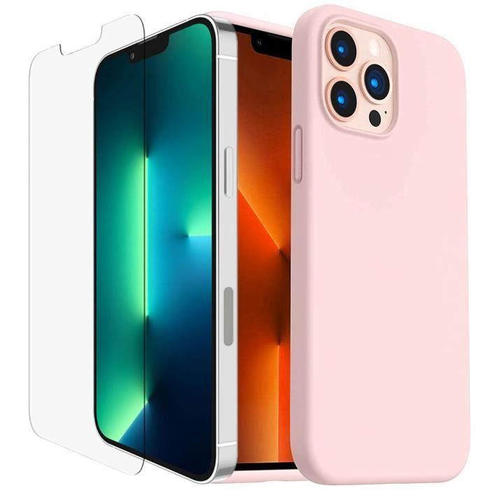 Coque - Silicone - iPhone 13 Pro - Rose - Antidérapante - 2 Verres Trempés