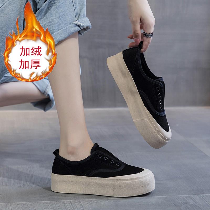 thick-soled spring and autumn new lazy canvas muffin shoes casual board shoes