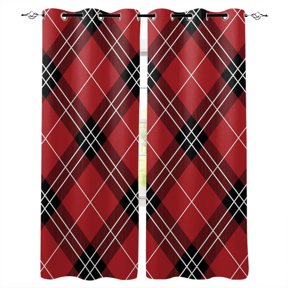 Gardiner i britisk stil med blått og oransje rutemønster Gardiner til stue Dekorative gjenstander Stue