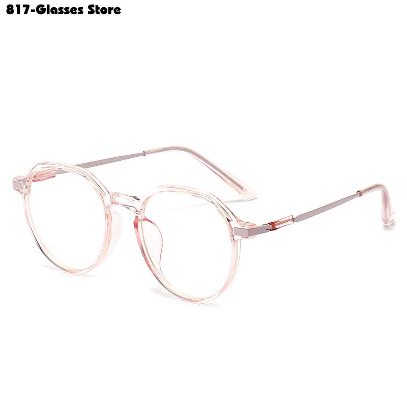 Fasjonable, gjennomsiktige ensfargede nærsynthetsbriller for kvinner og menn Gradvis endring av runde briller