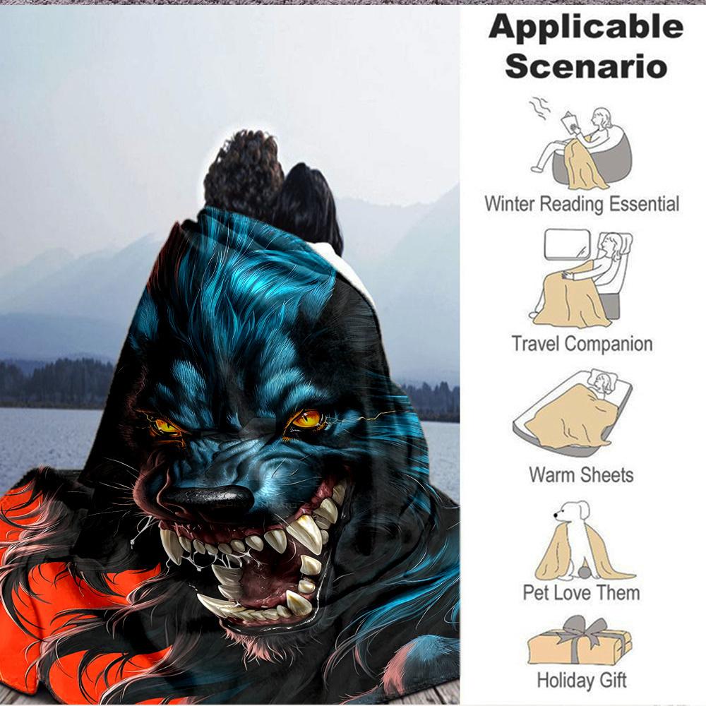 1pc Wolf Eyes Blanket, Lightweight Flannel Throw Blanket For Sofa, Bed, Travel, Camping, Living Room, Office, Couch, Chair, And Bed