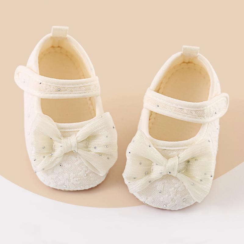 New Summer Baby Lace Bow Shoes Infant Girls Anti Slip Soft Sole Walking Shoes For Indoor Use Toddler First Walkers