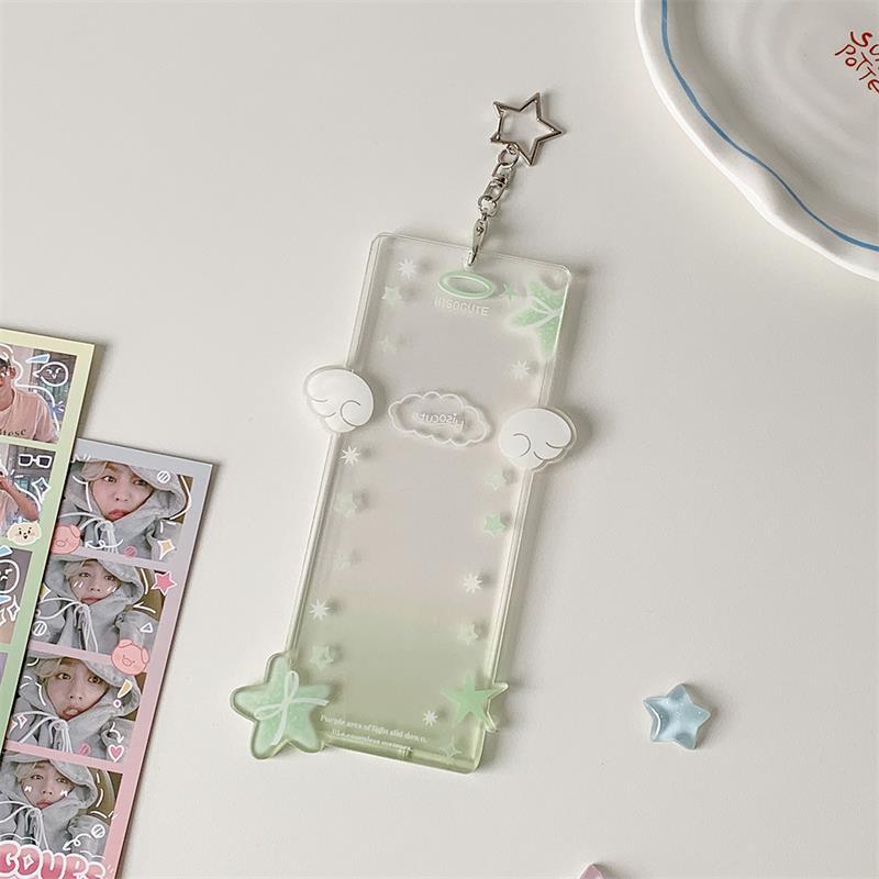 Cute Acrylic Idol Po Card Holder Star Four-Compartment Pocard Holder Storage Card Display Protect Pendant Diy Decor Gifts
