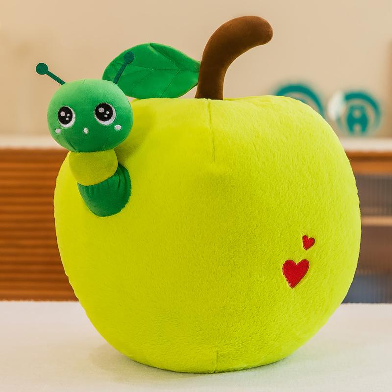 Simulation Orchard Persimmon Mangosteen Cartoon Caterpillar Apple Plush Toy Creative Stuffed Imitation Fruit Pillow Home Decor