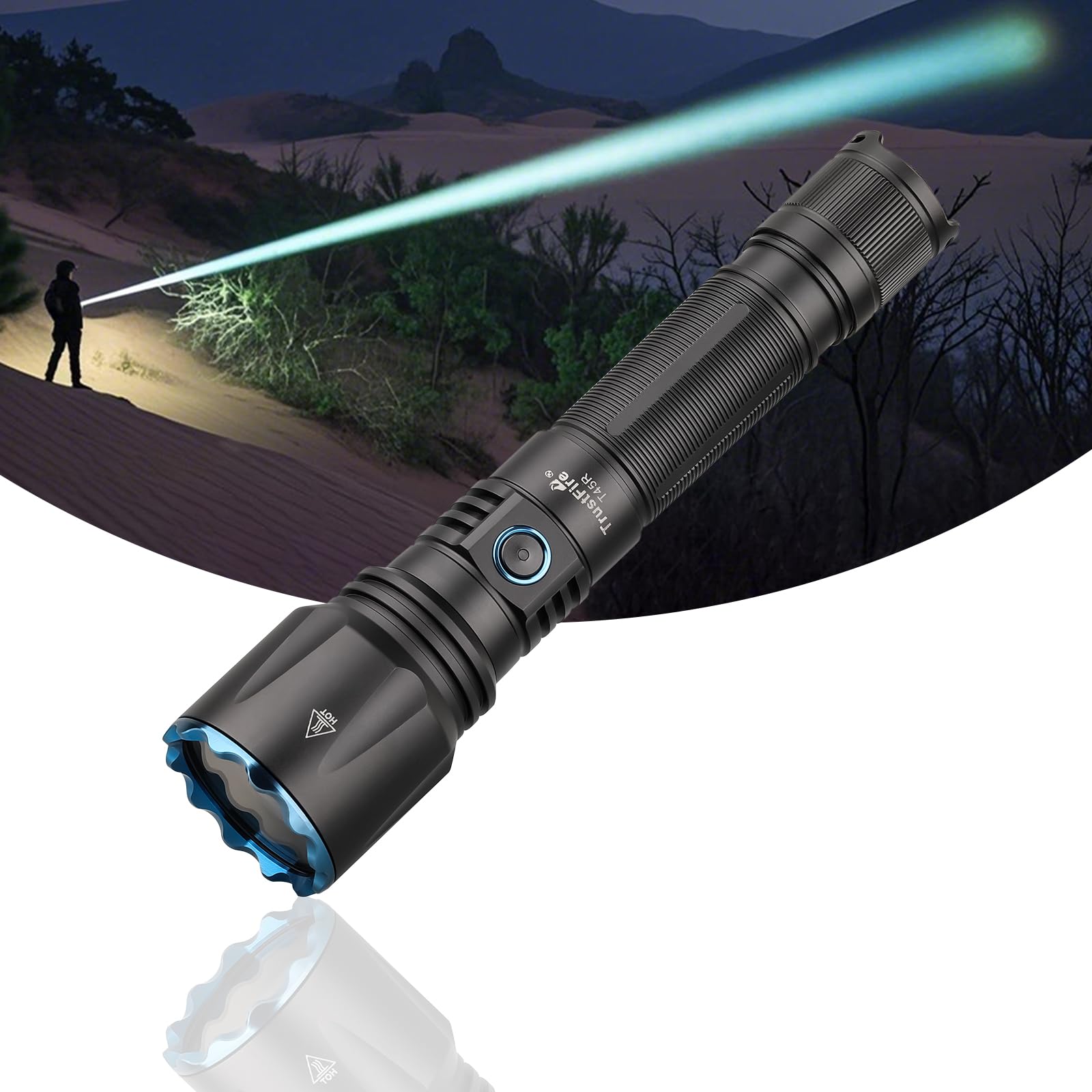 

TrustFire T45R Powerful LED Military 650 1695 Dual High USB IPX8 Ideal for Outdoor and Disaster Preparedness Flashlight, Rechargeable, Grade, Lumens, чёрный