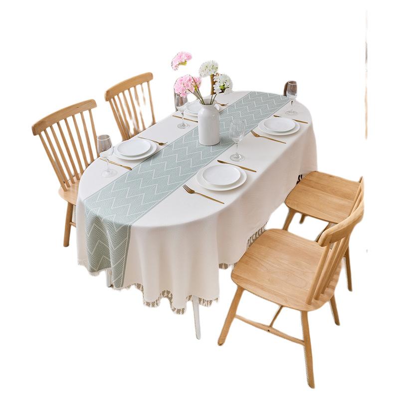 Oval Tablecloth Waterproof Fabric Dining Table Cloth Cover Cloth Light Luxury High-End Coffee Table Cloth Cover Towel West Dining Table Tablecloth