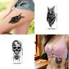 3pcs Temporary Tattoo Waterproof Long-lasting Body Stickers Wolf With Tentacles  And Ship Caged Bird For Arms Men Adults