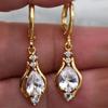 Luxuriöse Trendige Lila Wassertropfen Kristall Hängende Ohrringe für Damen Charme Hochzeit Braut Party Korea Ohrring Schmuck Accessoire Geschenk