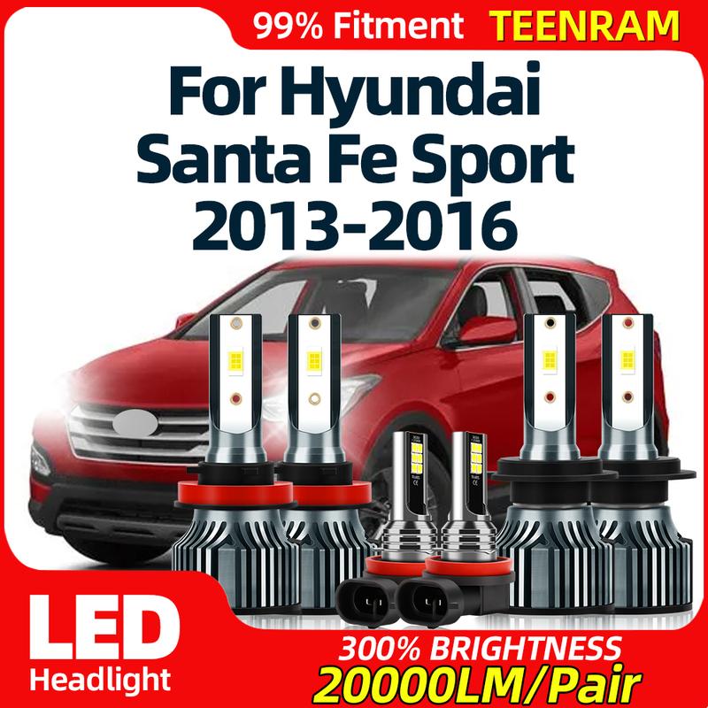 

Canbus LED Headlights 60000LM High Low Beam Fog Lights 12V 6000K Super Bright For Hyundai Santa Fe Sport 2013 2014 2015 2016 High Beam 2PCS