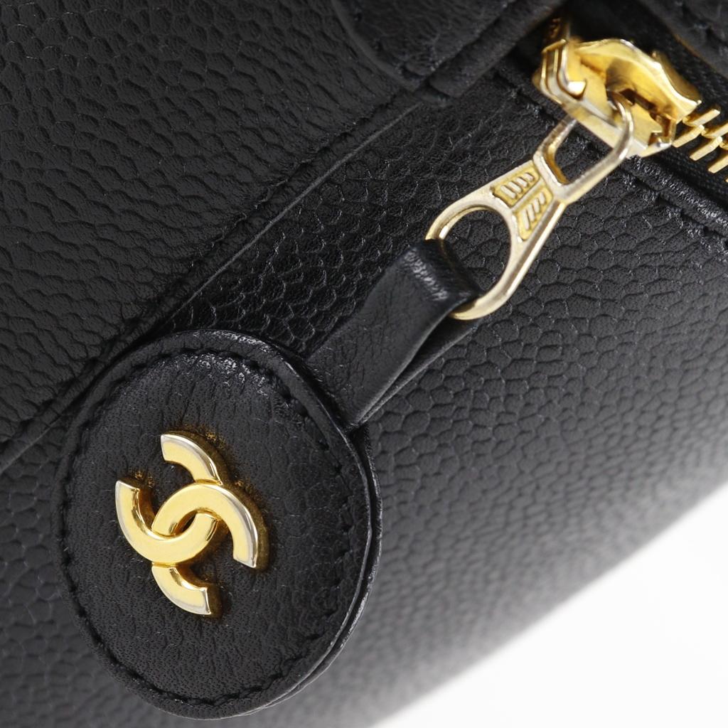 Chanel COCO Mark Vanity A01998 Black Caviar Skin Women Used