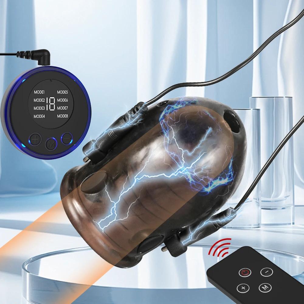 Electro Shock Penis Massager Vibrators Glans Vibrator Penis Trainer Ring Delayed Ejaculation Penis Vibrator Sex Toys for Men