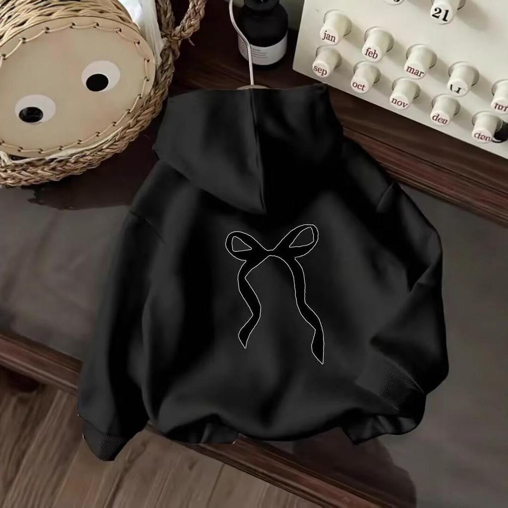 2025 Women's Fashion Bowknot Pullover Hoodie - Long Sleeve & Casual Style