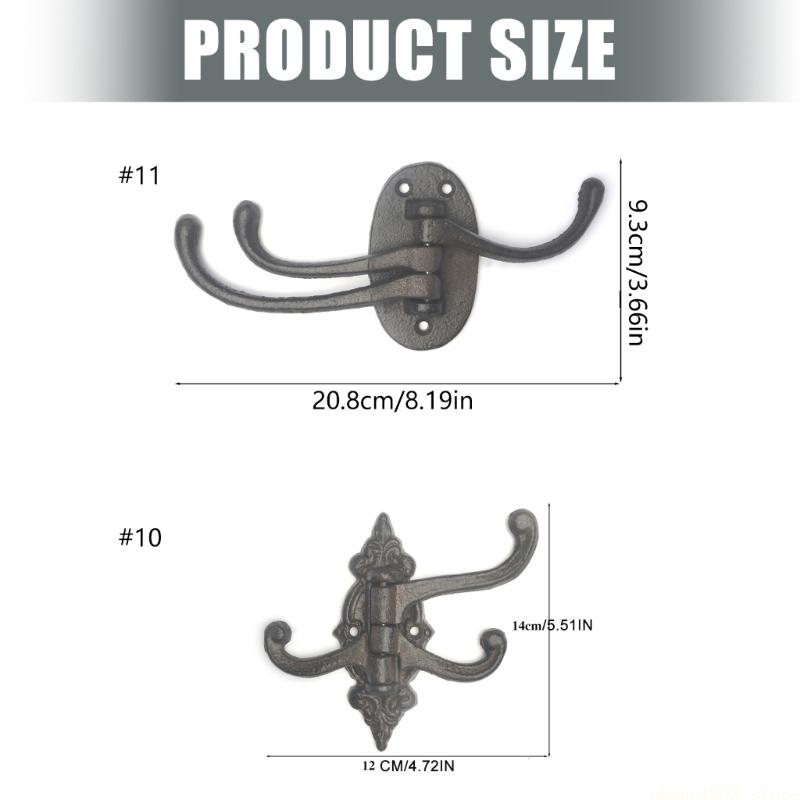 QX2E Quick Install Cast Iron Adjustable Wall Hook For Multifunction Use Home And Office Easy Assembly