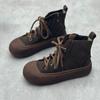 Johnature Vintage Genuine Leather Short Boots With Thick Soles Casual Cowhide Boots Women Flat Platform Shoes