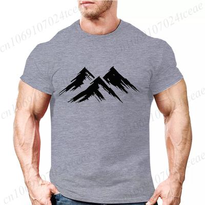 Mens Summer Casual Minimalist Mountain Print Short Sleeve TShirt Graphic Tees for Men Women Summer Tops Oversized Vintage Tees