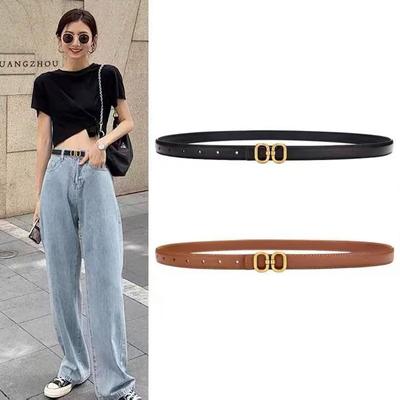 Pu Leather Belt For Women Metal Buckle Waist Strap Female Jeans Dress Trouser All-Match Decorative Waistband
