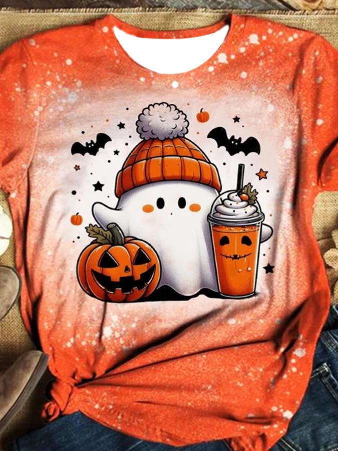 Foreign trade women's clothing new watercolor painting flower printing 3D digital printing Halloween ghost printing