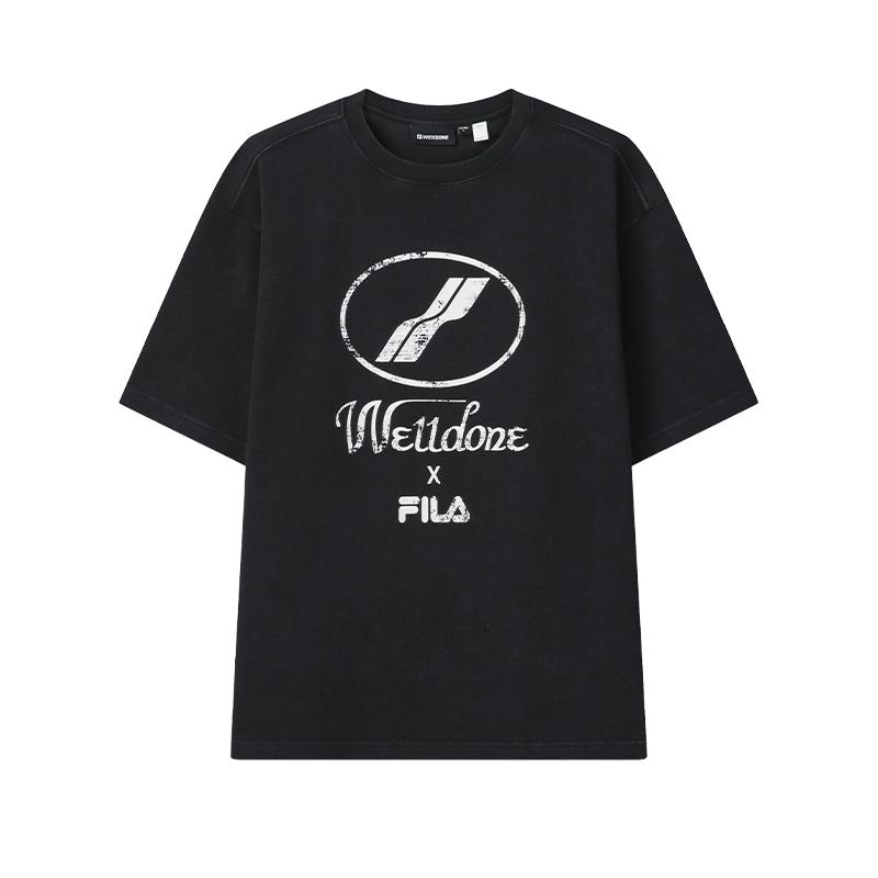 FILA × WE11DONE Fashion Trendy Minimalist Classic Casual Versatile Comfortable Loose Round Neck Pullover Short Sleeve T-Shirt F11U626106F-BK XL