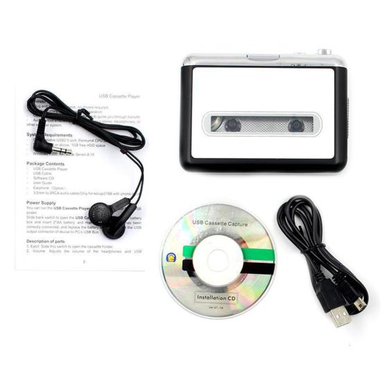 Cassette Player Portable Convert Cassette To MP3 White USB 2.0 Plug and Play Cassette Recorder for Computer