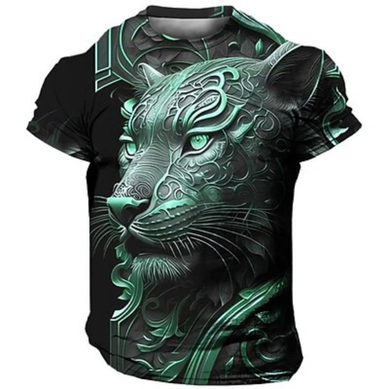Men's Graphic Animal T shirt Short Sleeve T shirt 3D Print Crew Neck Shirt Vintage Fashion Designer Outdoor Daily Sports Silver  Summer Clothing