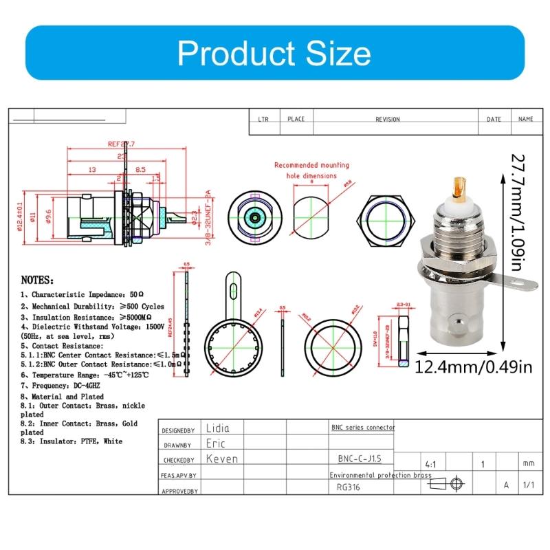 Universal BNC 50KY 12.5 Signal Adapter Male and Female Copper Connection Device For Networking Adapter Office Use