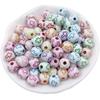 8mm Acrylic 30Pcs Cross Loose Beads Necklace Round Fashion White DIY Jewelry Accessories Mixed Color for Bracelet Earring Making