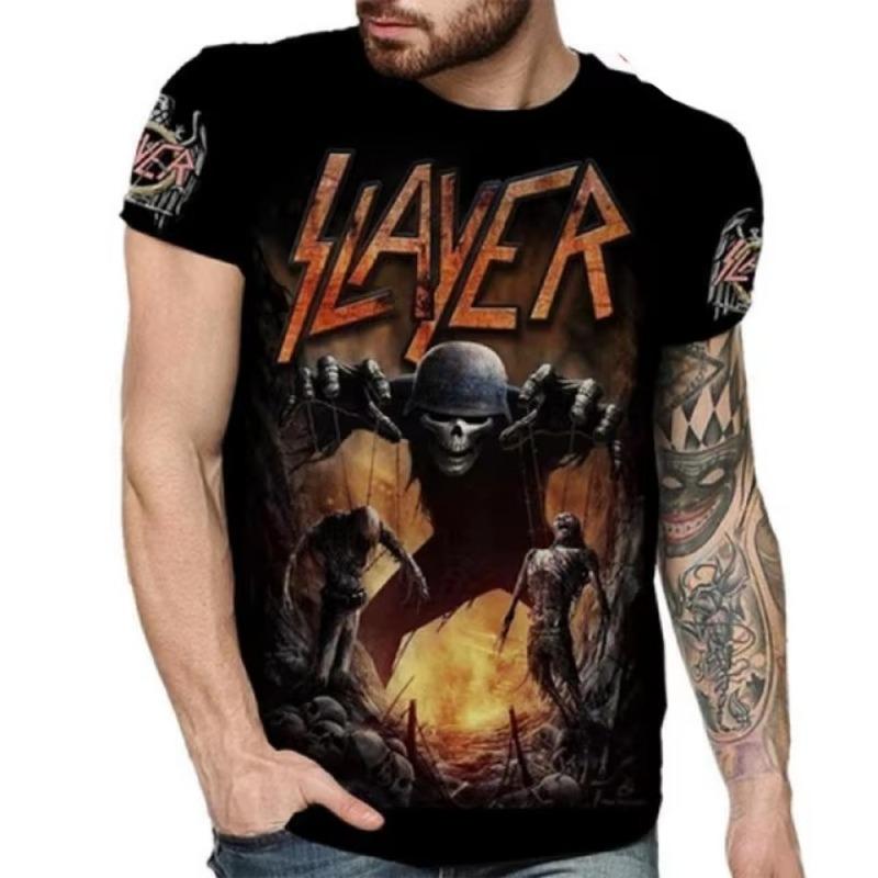 

Мужская новейшая футболка с 3D-принтом, мужская повседневная футболка с коротким рукавом и круглым вырезом, футболка Slayer Hip-hop Funny Unisex Skull L