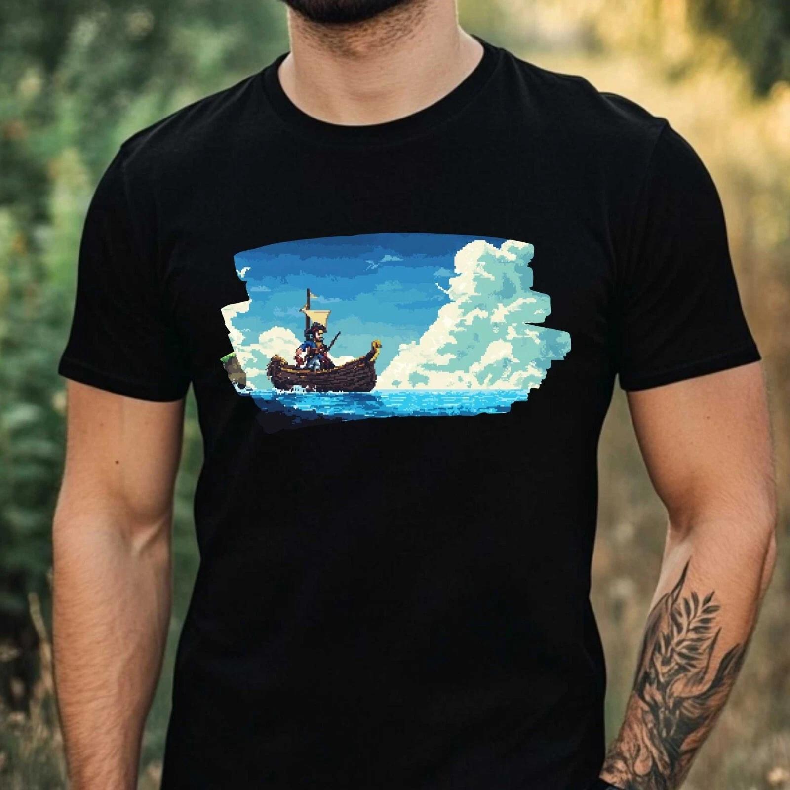 T-Shirt Herren Pirat Pixel Art Motiv Baumwolle Größe XS bis 5XL M