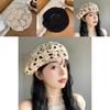 Stylish Embroidered Flower Hollow Beret Hat For Women Summer Versatile Thin Design