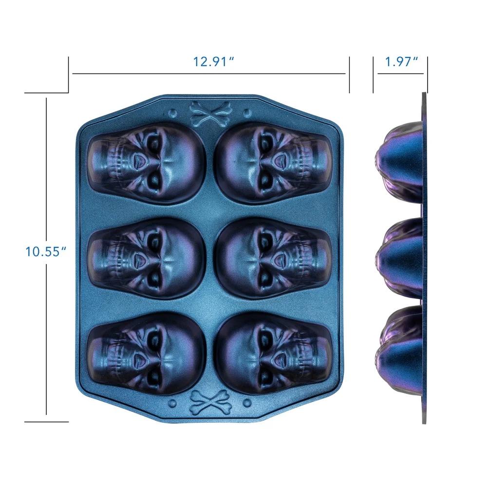 Way to Celebrate Skull Cast Aluminum 6-Cavity Baking Pan Iridescent