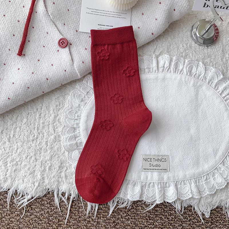 New Year S Red Socks Cotton Socks New Year Of The Horse Wedding Festive Couple Stockings Big Red Socks Medium Tube Socks