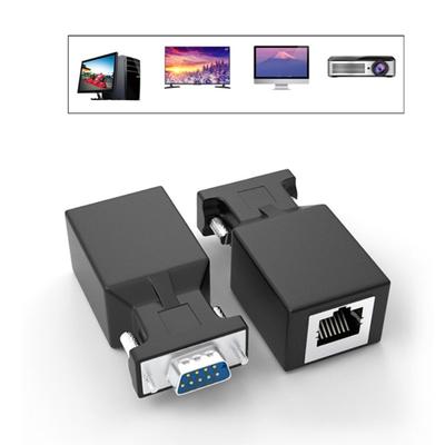 2 Stück RS232 zu Ethernet Konverter 9 zu RJ45 Adapter für Datenübertragung über große Entfernungen für Cat5e/Cat6 Kabel PVC-Gehäuse