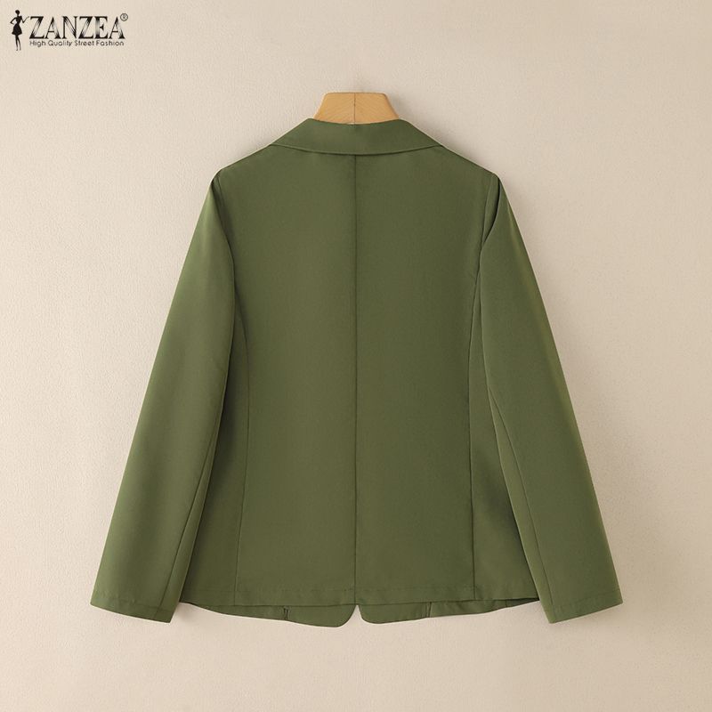ZANZEA Women Turn Down Collar Long Sleeve Casual Thin Cardigan Blazer