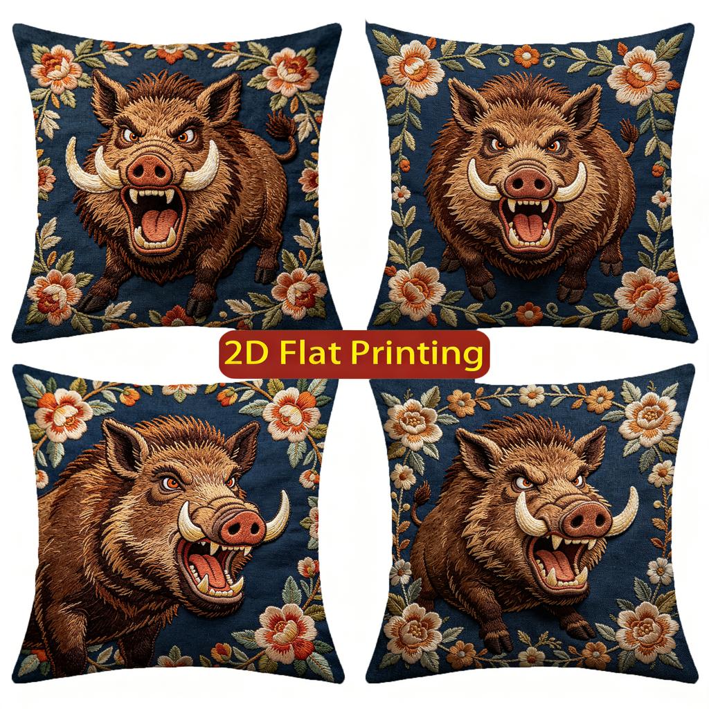 Vintage Bestickt Wildschwein Floral Überwurf Kissenbezüge Muster Kissenbezug Geeignet für Sofa Schlafzimmer Auto Kissenbezug
