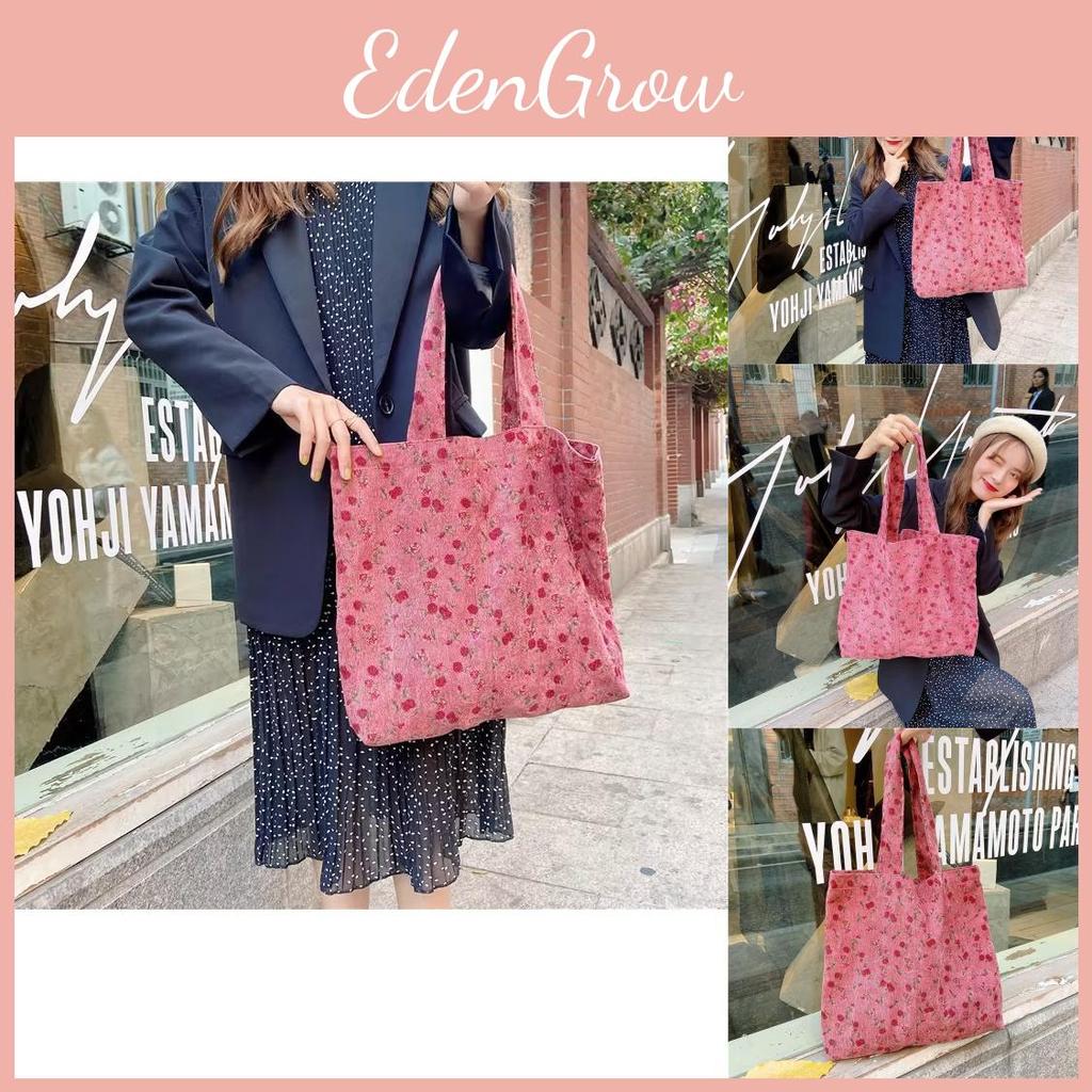 Fashionable Dusty Rose Corduroy Tote Bag With Artistic Design Versatile Large Capacity For Students