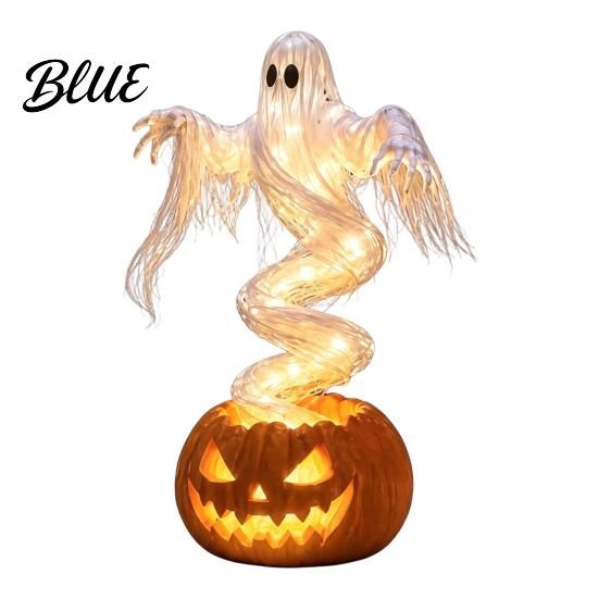 Veranda Halloween-Dekorationen Wirbelnder Geist Kürbis Hoflampe Beleuchtet Gruselige Herbstdeko Statue Warme LED Außen Dekoration für beige