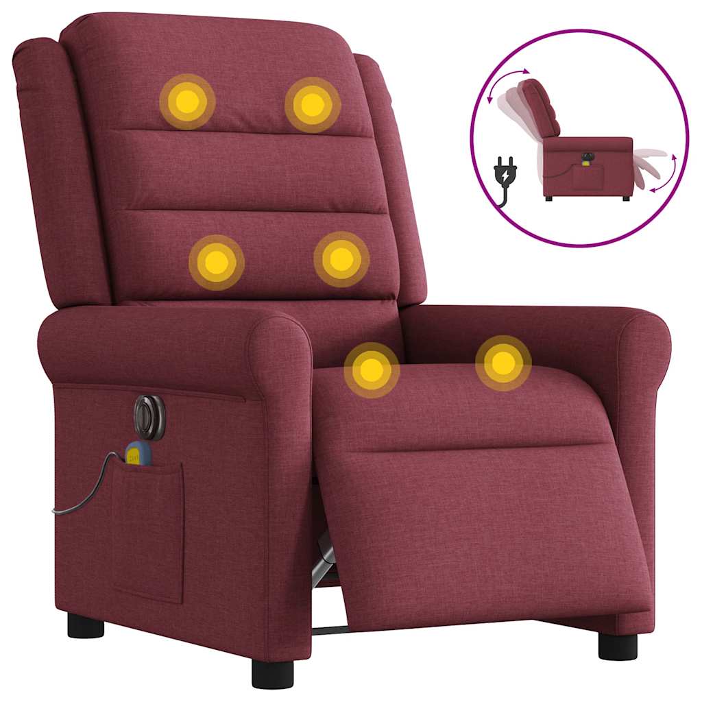 Electric Massage Chair Burgundy Fabric