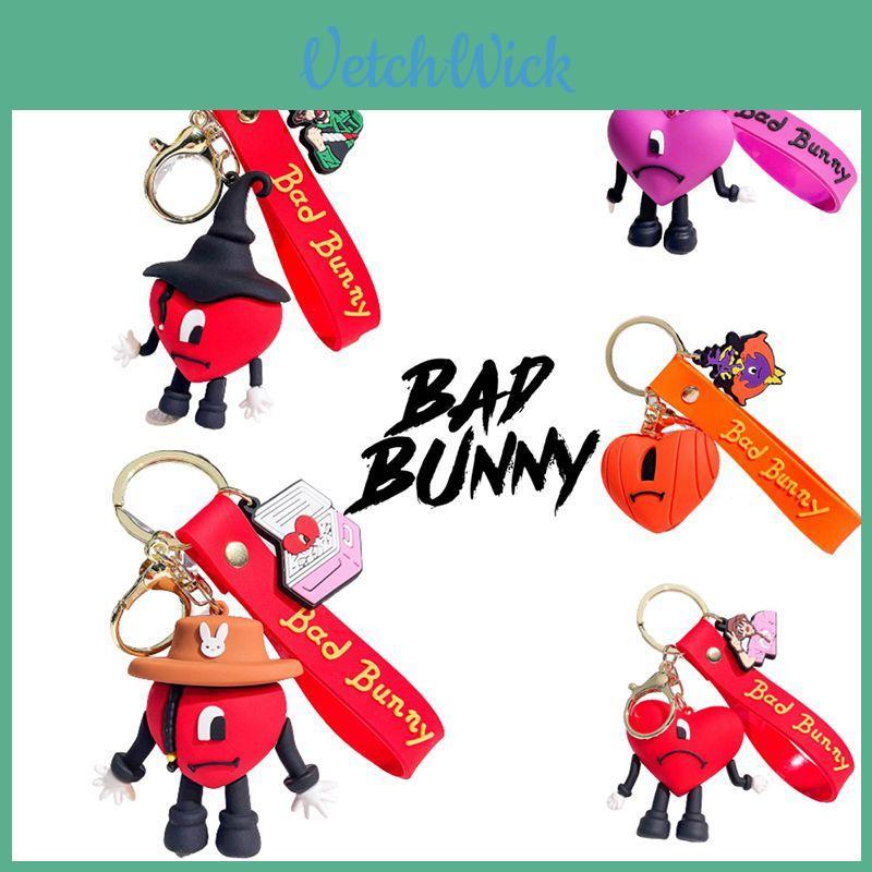 Weicher Gummi-Legierung Bad Bunny Schlüsselanhänger Anhänger Kinder Weihnachtsdekoration Geschenk