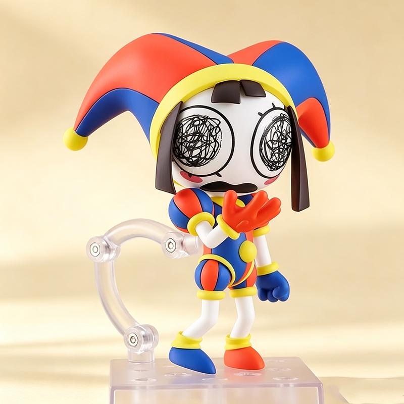 The Amazing Digital Circus Pomni Nendoroid Figure Q Version Clown Movable Action Figurine with Replaceable Face PVC Model Desk Decor Collectible Gift