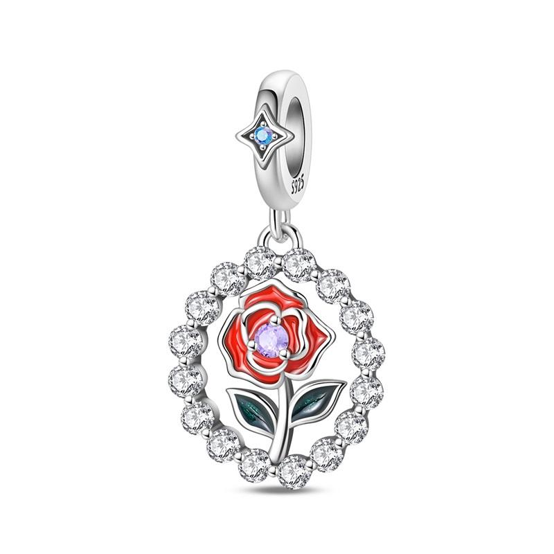 Charm Copper Plant Flower Theme Collection Pendant For 3Mm Original Bracelet Necklace Luxury Fine Diy Jewelry Women'S Gift