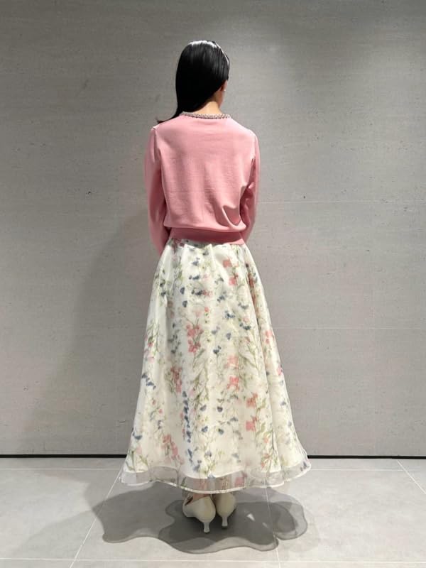 Layered Flower Print Skirt CWFS251054OWHT38