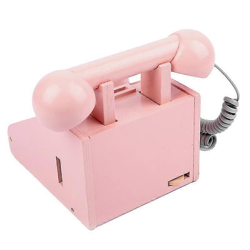 Kid Wooden Dial Telephone Toy Simulation Play House Telephone Retro Rotary Dial Telephone Toy With Four Simulation Coins