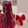 Wine Red Bow Ribbon Hair Clip Cute Barrettes Clip Ribbon Bow Velvet Hairpin Hair Accessories Princess Headdress  Year Gift