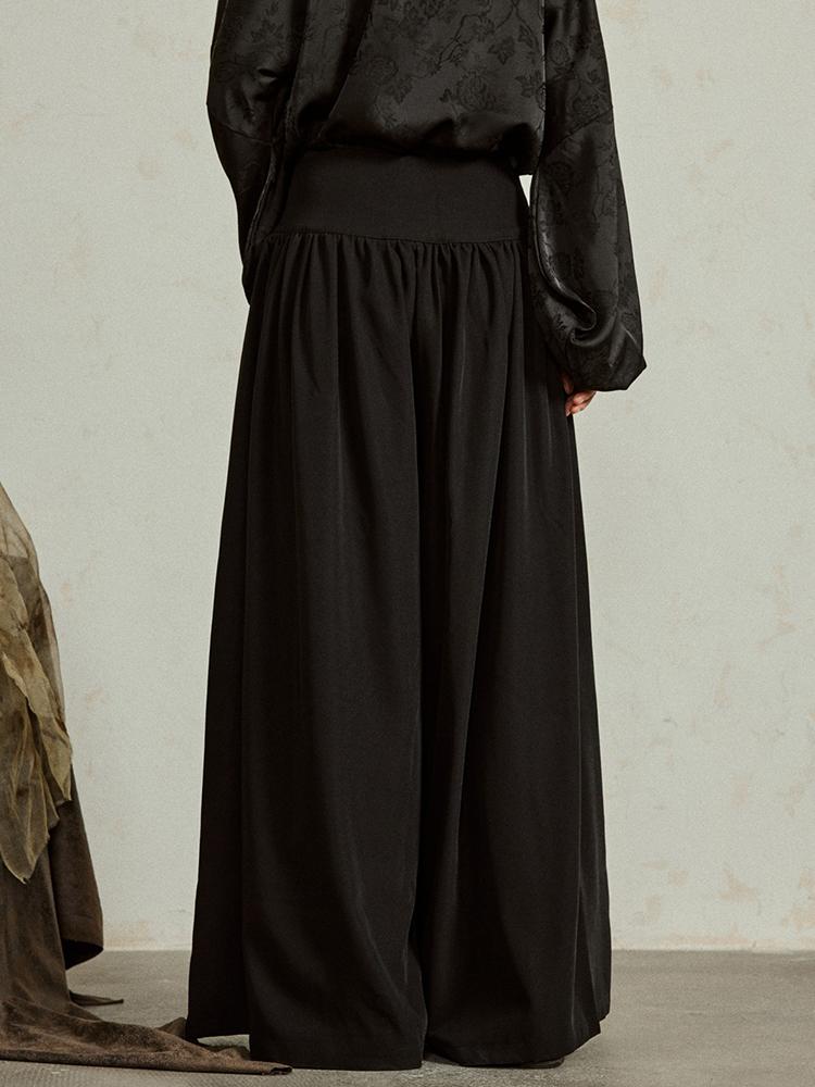 XITAO Solid Color New Chinese Style Wide Leg Pants ZYY1042