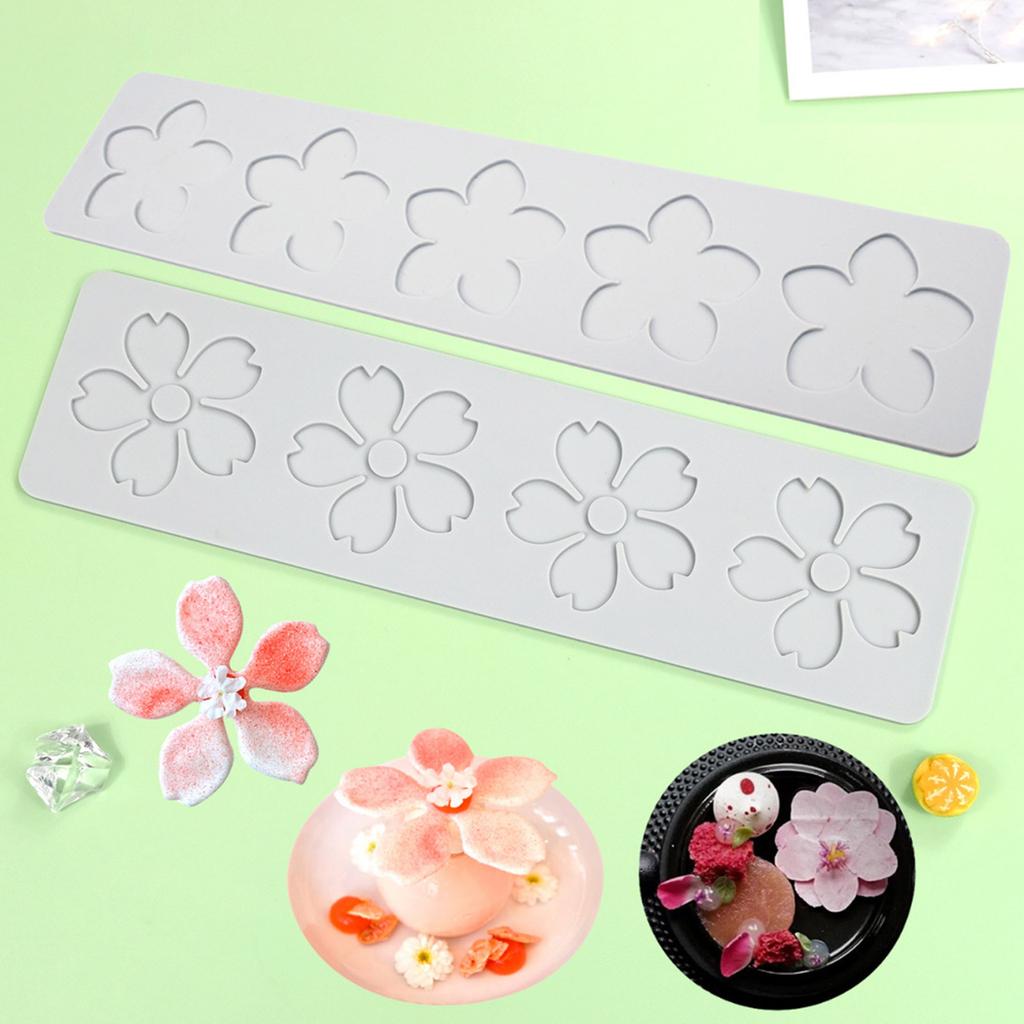 5 Stück Blütenblattmuster Spitzenmatte Fondant Präger Backdekorationsformen Kuchen Fondant Silikonform Einfach zu verwenden