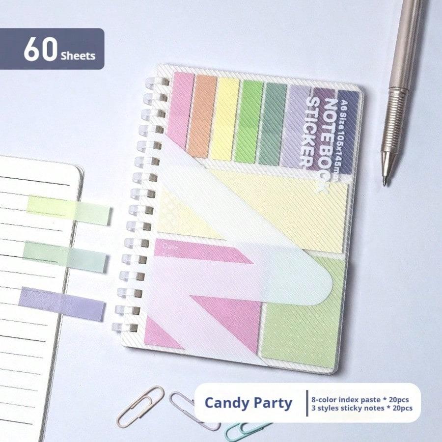 All-in-One Sticky Notes Organizer Soft Coil Refillable Binder Adhesive Index Tabs Ruled Filler Paper Ins Style Design Stationery